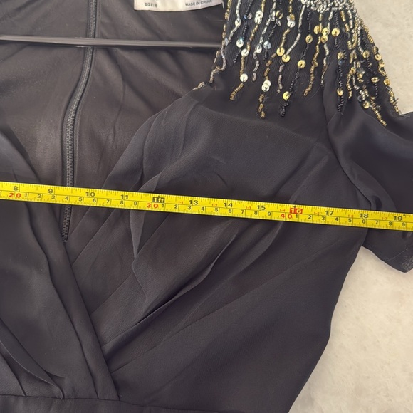 Mac Duggal Blue Sequin Embellished Plunge Maxi Dress - Picture 13 of 13